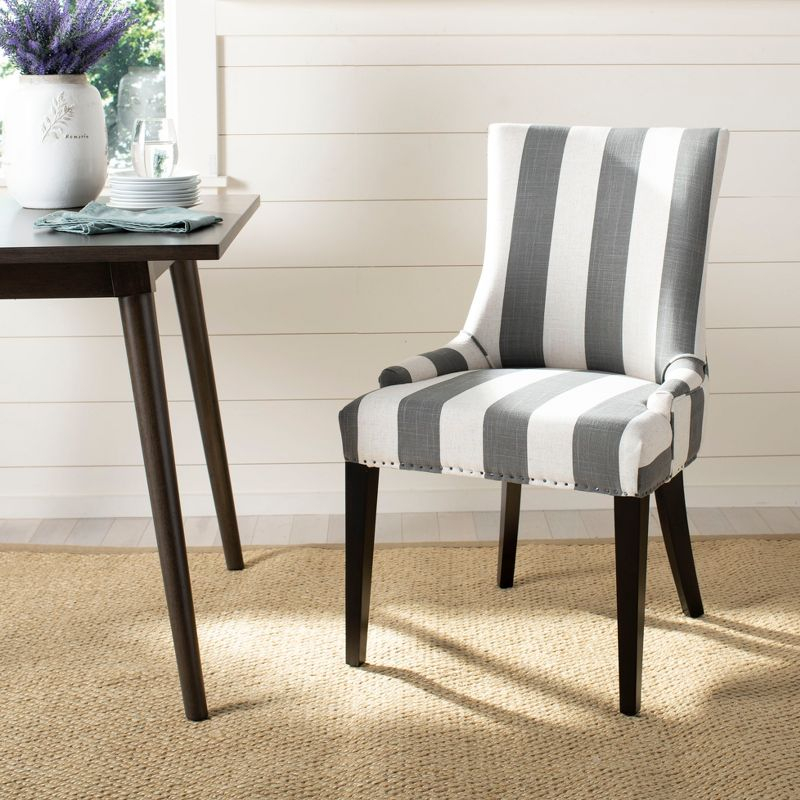 Becca 19''H Dining Chair with Nail Heads - Grey/White - Safavieh
