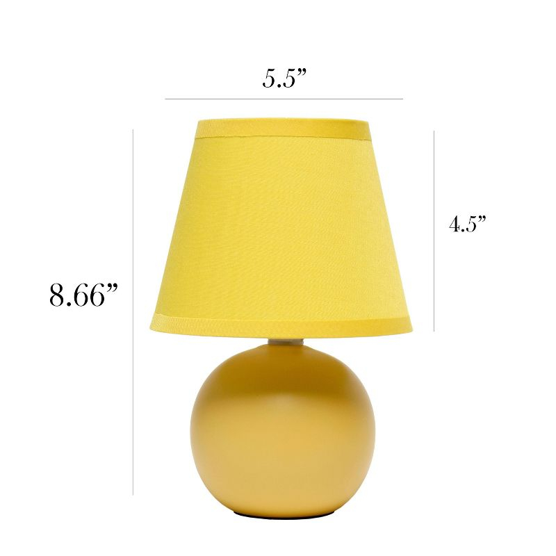 Simple Designs 8.66" Compact Ceramic Globe Table Lamp with Stylish Shade (Includes LED Light Bulb) Yellow