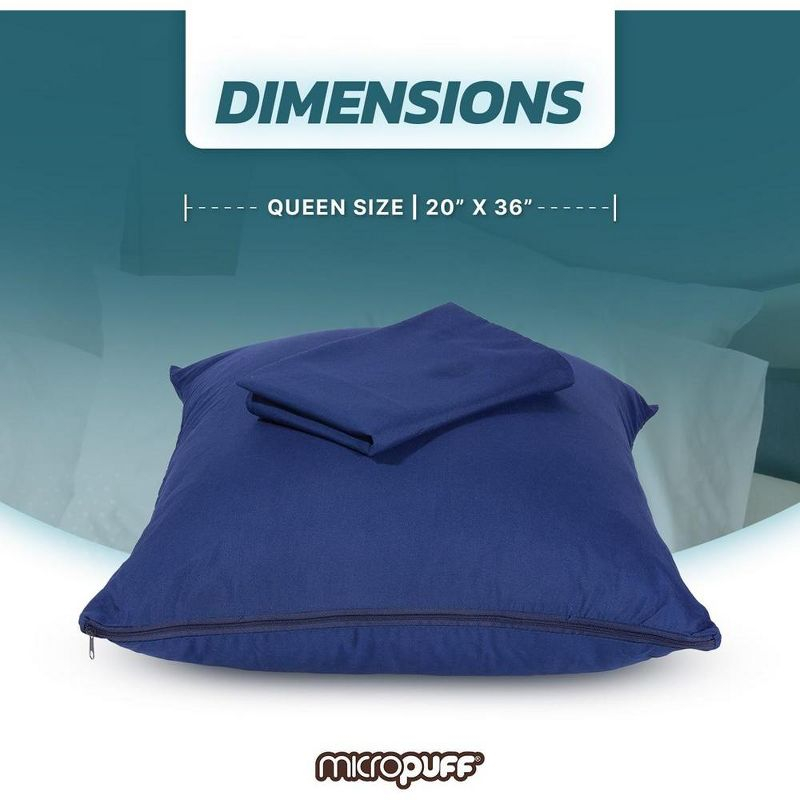 Micropuff - 100% Microfiber Zippered Pillow Protector (4 pck) Queen 20*30 - Navy