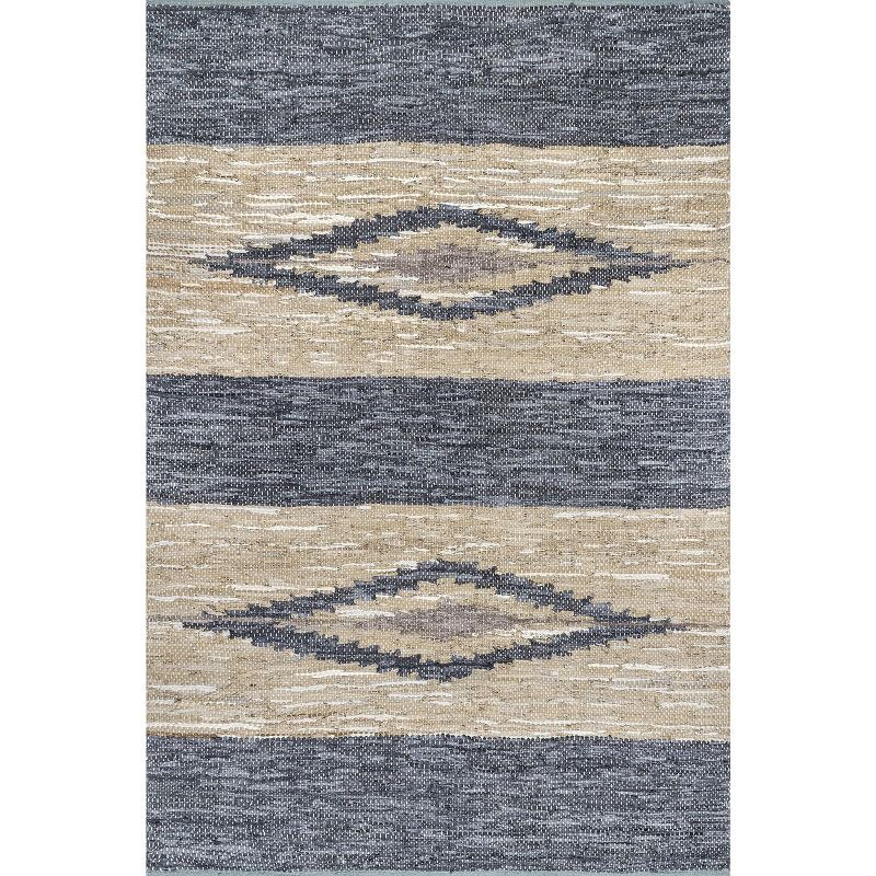 Nuloom Farren Hand Woven Diamond Leather Indoor Area Rug, 6' x 9'