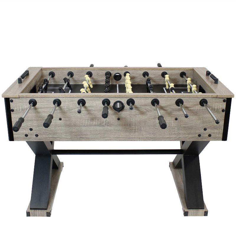 Sunnydaze Indoor Faux Rustic Distressed Wood Delano Foosball Soccer Game Table with Manual Scorers - 54" - Gray