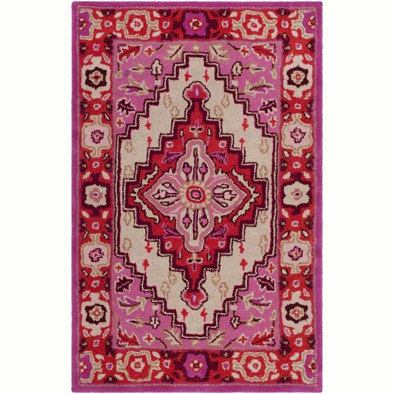 Bellagio BLG545 Hand Tufted Accent Rug - Red Pink/Ivory - 2'6"x4' - Safavieh.