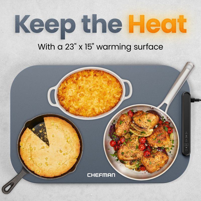 Chefman Roll n’ Go Food Warming Mat with Customizable Temperature Controls and Storage Bag - Grey