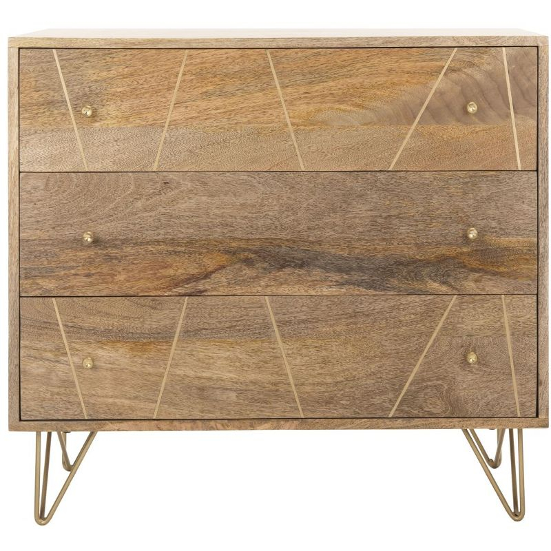 Marigold 3 Drawer Chest - CHS9001 - Natural/Brass - Safavieh
