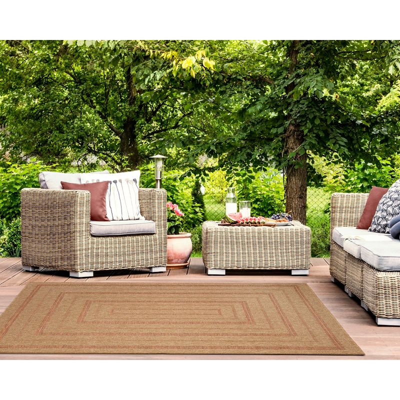 Liora Manne Sahara Multi Border Indoor/Outdoor Rug Terracotta 3'3" x 4'11"