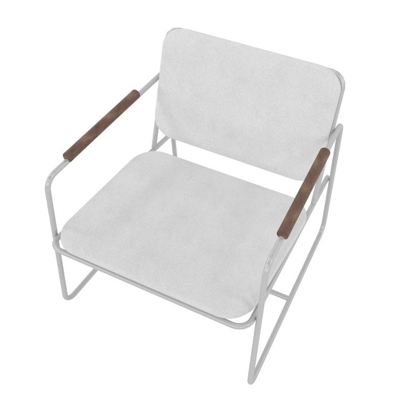2.0 Whythe Low Accent Chair White - Manhattan Comfort: Faux Leather, Steel Legs, No Assembly Required