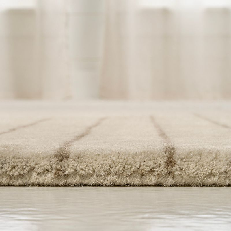JONATHAN Y Retro Bohemian Abstract Striped Handwoven Wool Ivory/Beige 6 ft. x 9 ft. Area Rug