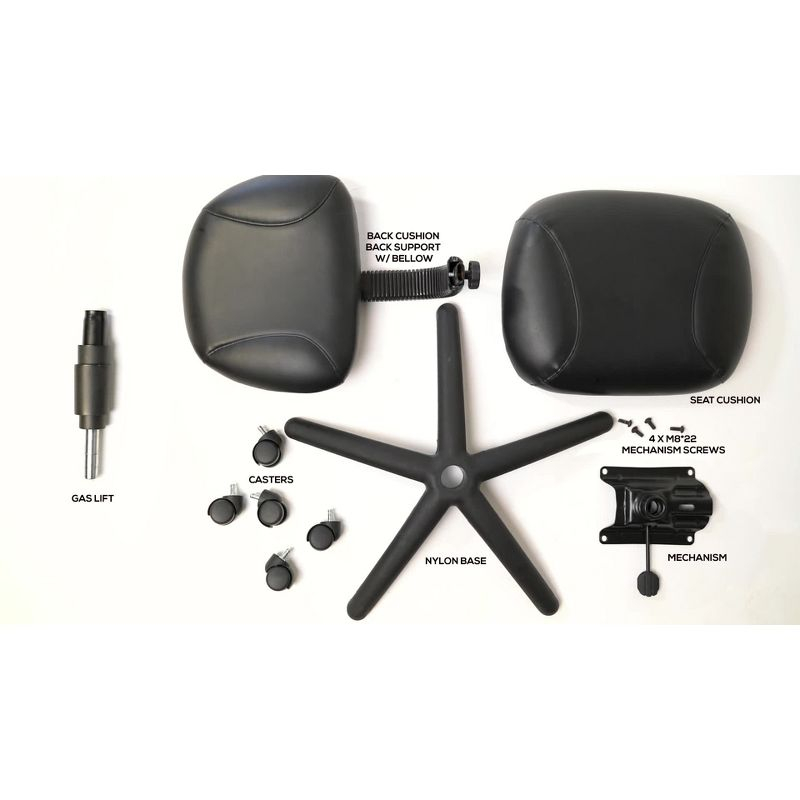 Posture Chair with Loop Arms Black - Boss Office Products: LeatherPlus, Lumbar Support, Adjustable Height
