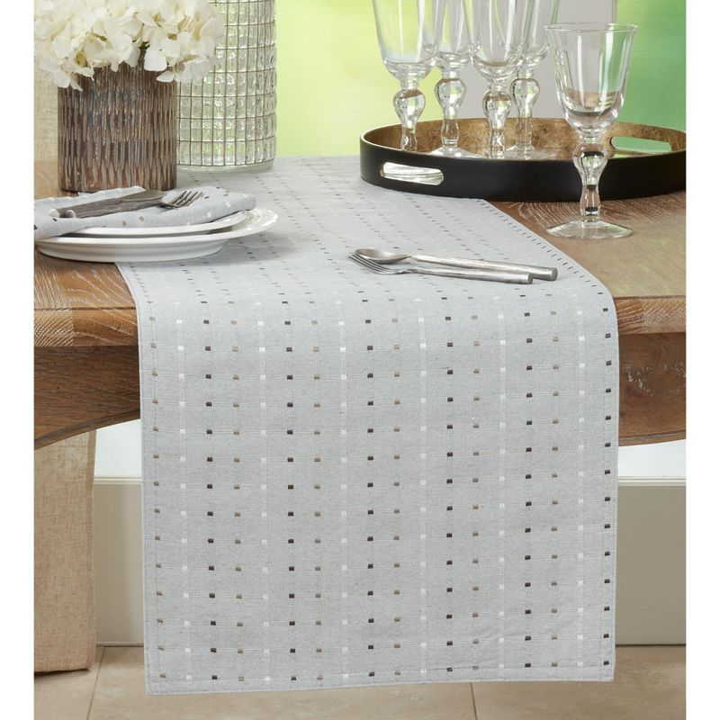 Saro Lifestyle Table Runner With Stitched Line Design, Grey, 16" x 54"
