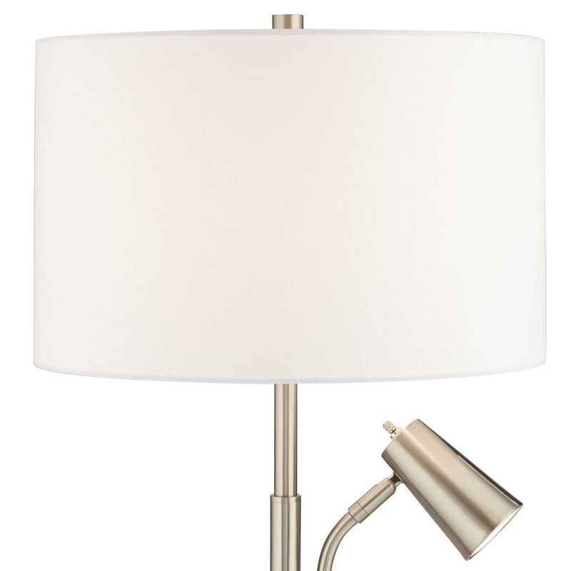Pacific Coast Lighting 32" Tall Large Modern End Table Lamp with Side Reading Light Silver Brushed Nickel Finish Metal Single Living Room Bedroom