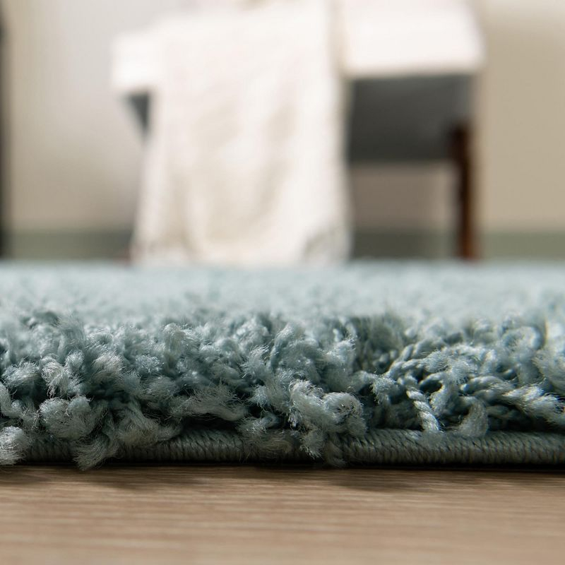Unique Loom 4' 1 x 6' 1 Solid Shag Light Slate Blue Area Rug