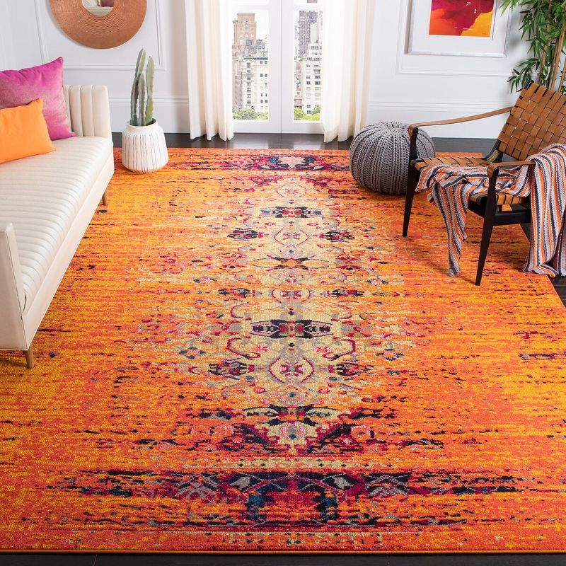 Monaco MNC209 Power Loomed Indoor Area Rug - Orange/Multi - 8'x11' - Safavieh.