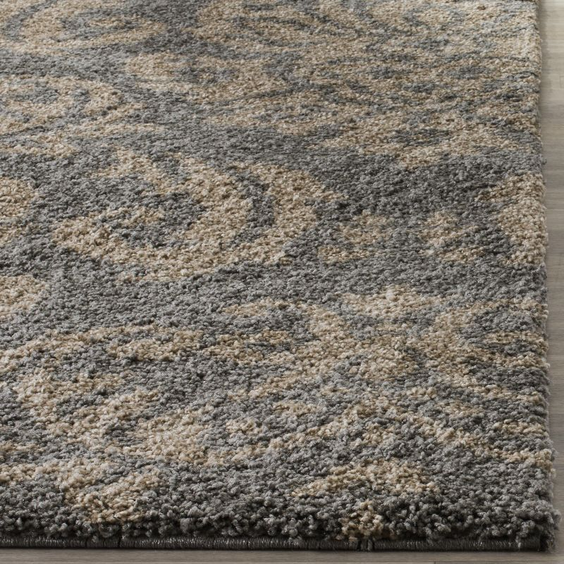 Florida Shag SG460 Power Loomed Indoor Accent Rug - Grey/Beige - 4'x6' - Safavieh