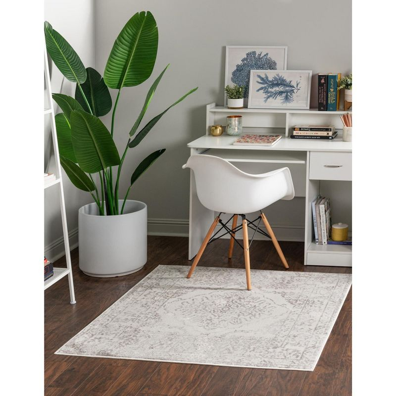 Unique Loom Oxford Collection Area Rug - Bodleian (6'  Square Ivory/Gray)