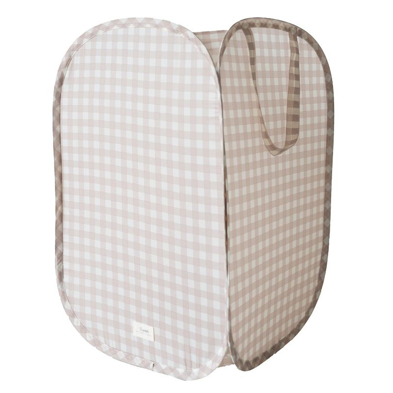3 Sprouts Baby & Kids Recycled Fabric Pop-up Laundry Hamper - Gingham Beige