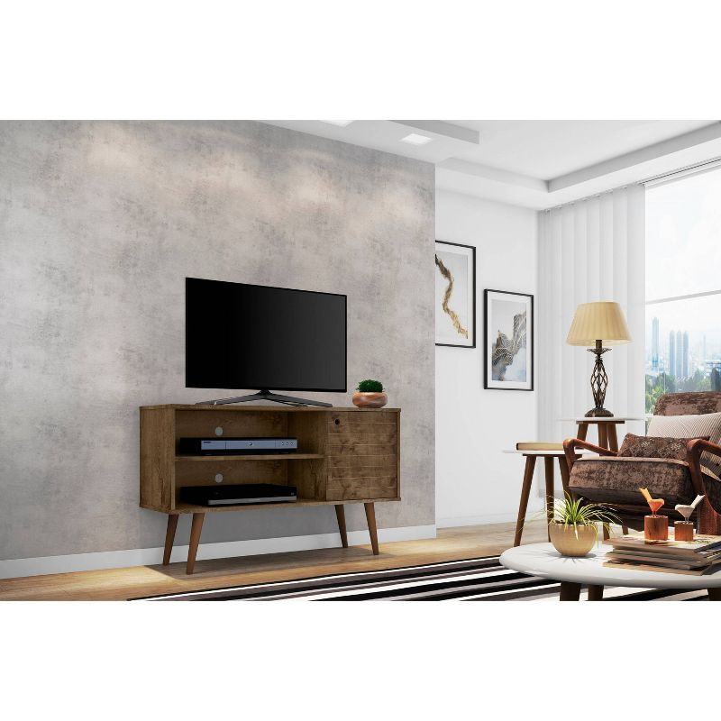 Liberty Mid Century Modern 2 Shelves and 1 Door TV Stand for TVs up to 46" Rustic Brown - Manhattan Comfort