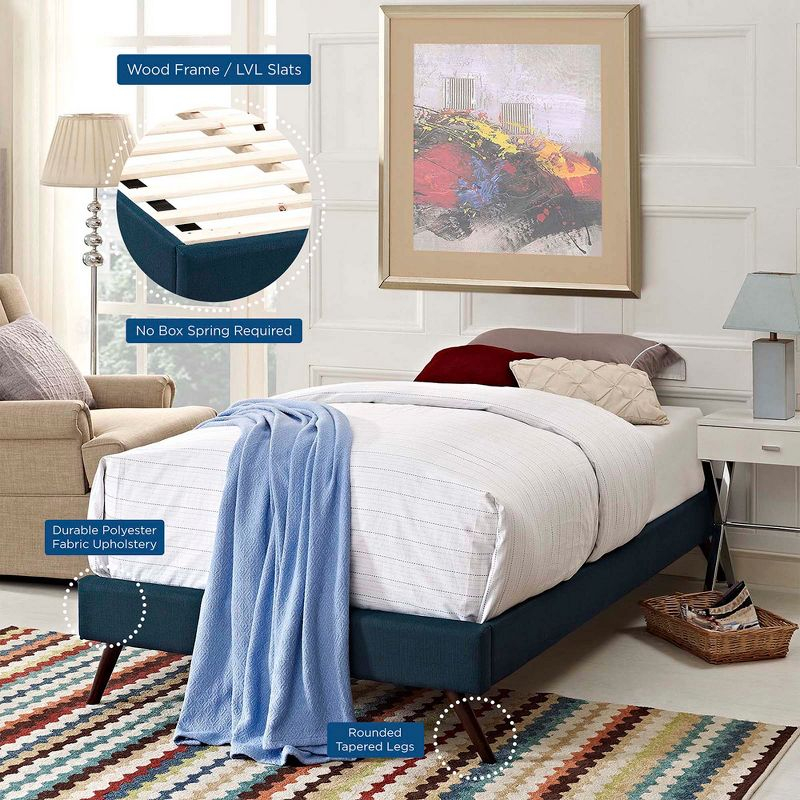 Modway Loryn Twin Fabric Bed Frame with Round Splayed Legs