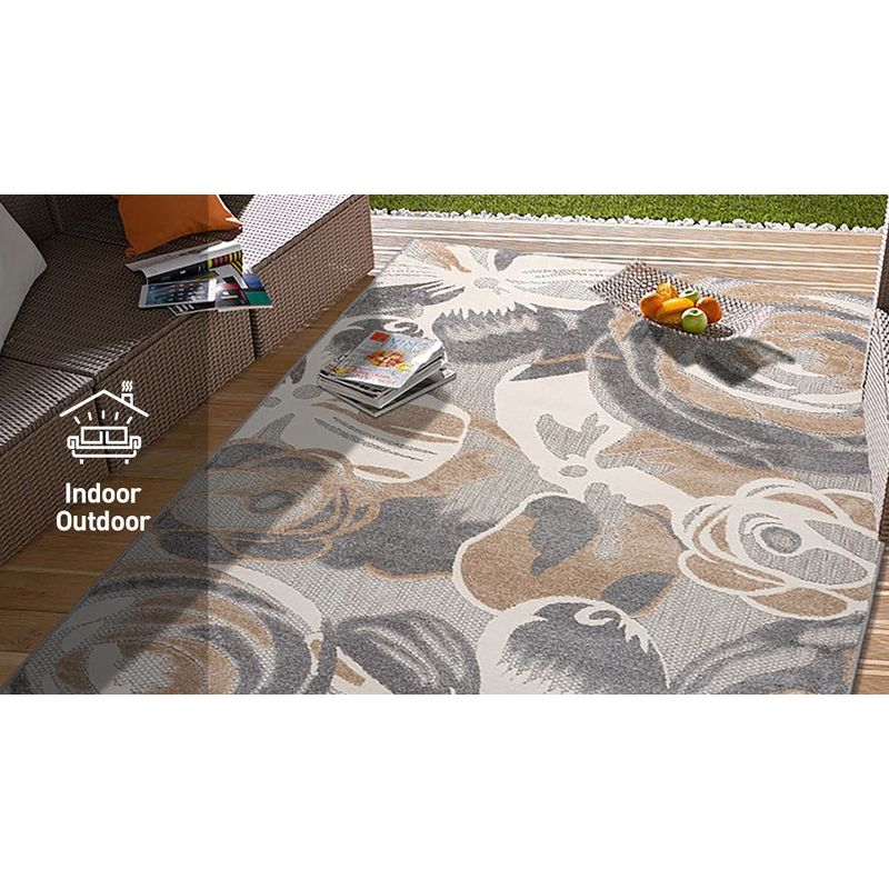 World Rug Gallery Modern Floral Indoor/Outdoor Area Rug - Multi 5' x 7'