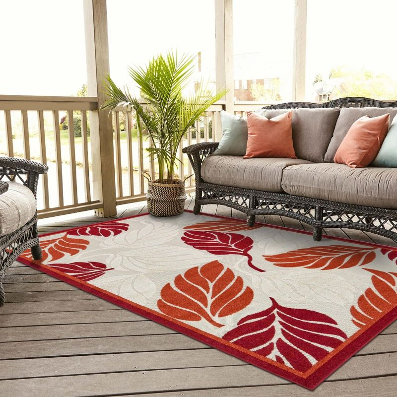 Unique Loom 9' 0 x 12' 2 Terracotta Outdoor Botanical Augusta Area Rug