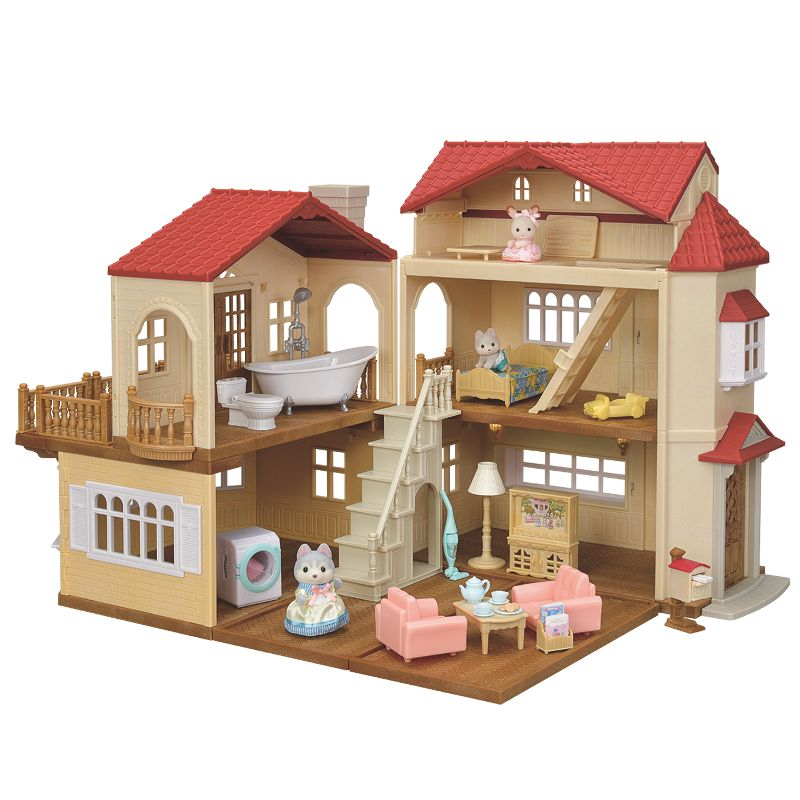 Calico Critters Red Roof Country Home Gift Set - Secret Attic Playroom, Dollhouse Playset with Figures and Accessories