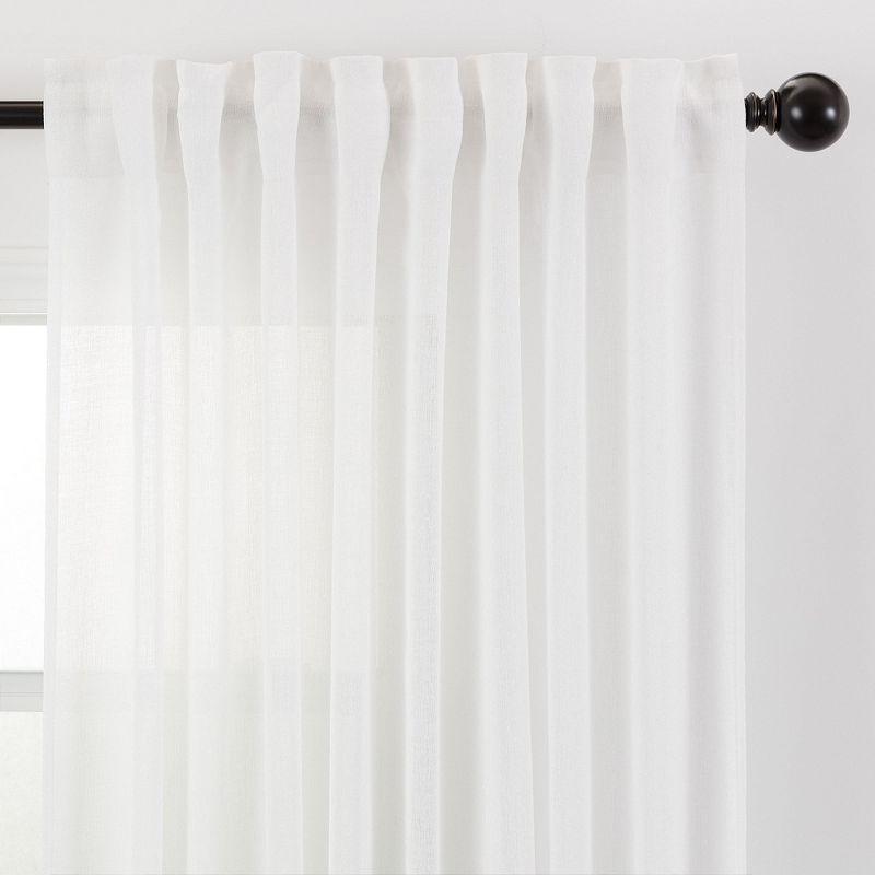 Chanasya 2pk Faux Belgian Flax Semi Sheer Window Curtain Panels - Set of 2 - 52 x 63 Inches Long - White