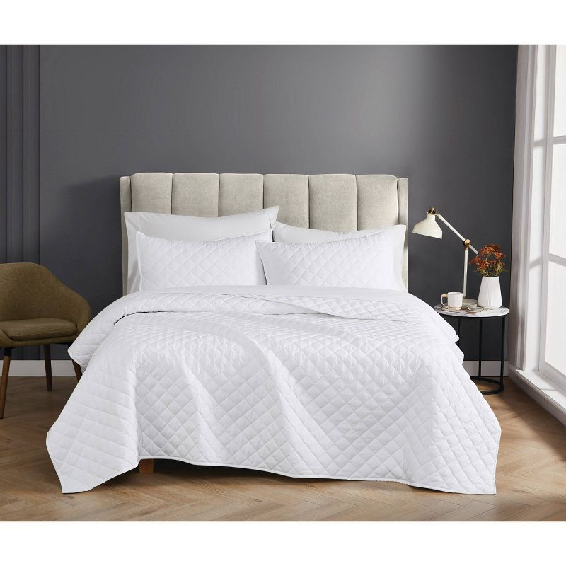 Cannon 3pc King Percale Quilt Set White