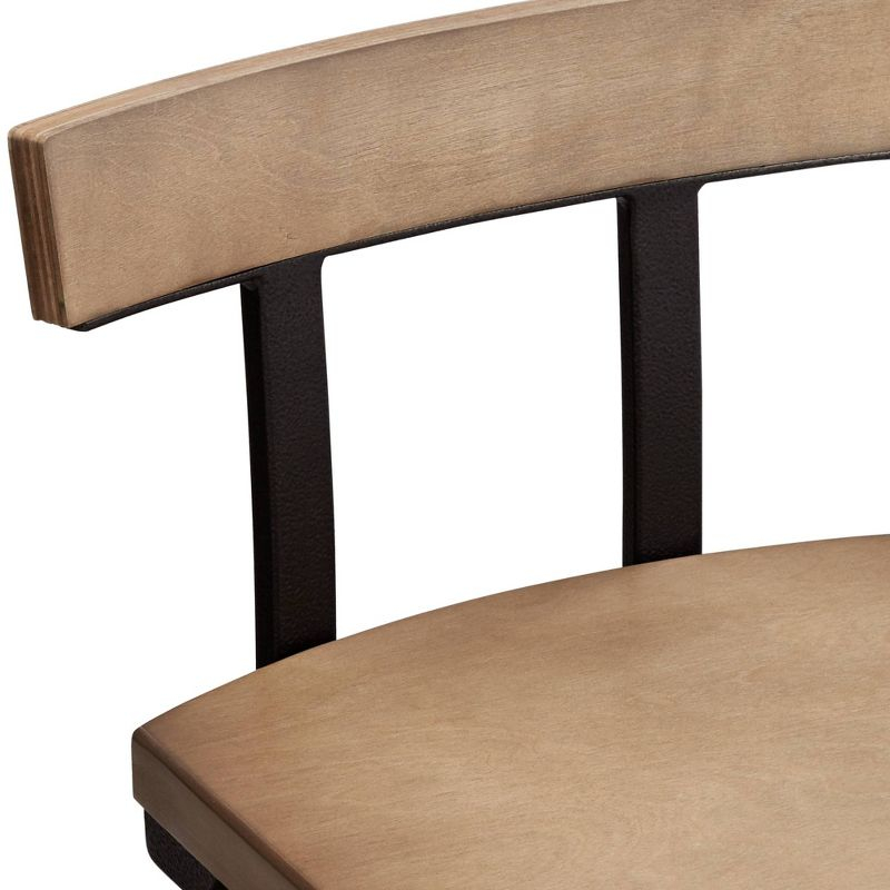 Elm Lane Roark Bronze Swivel Bar Stool Brown 29 1/2" High Industrial Adjustable Light Wood Seat with Low Backrest Footrest for Kitchen Counter Height
