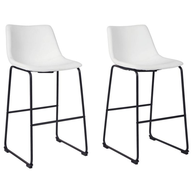 Centiar Pub Height Barstool White: Vintage Faux Leather, Metal Base - Signature Design by Ashley