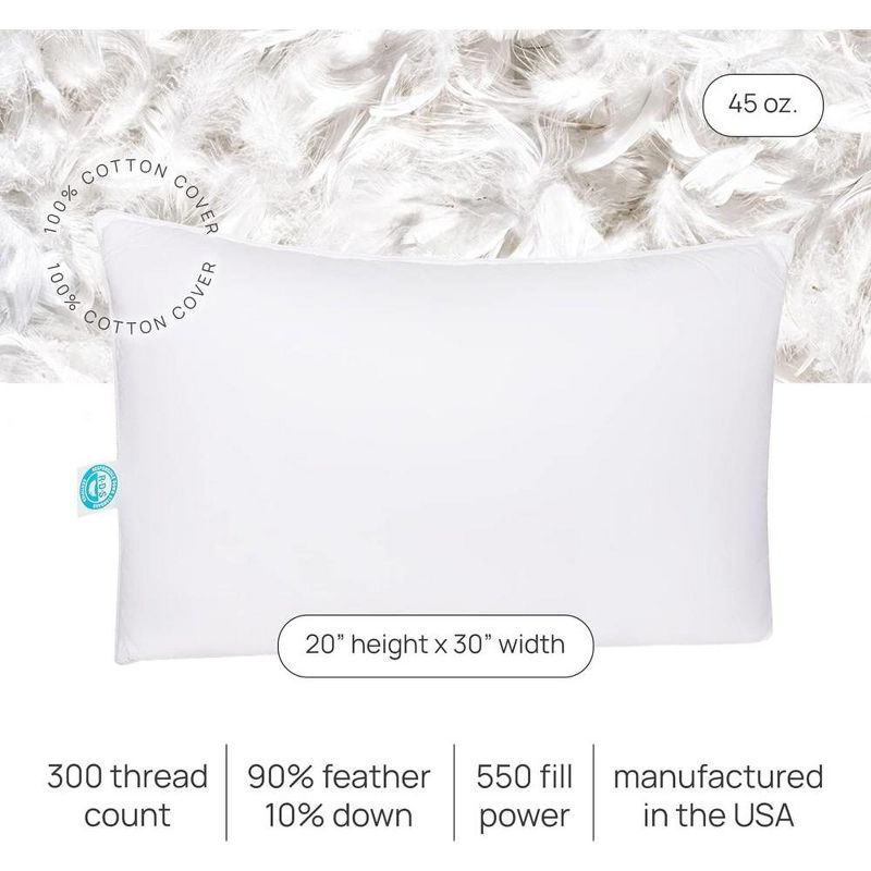 East Coast Bedding Pure Dream Firm Goose Down Feather Pillow, Queen Size, Pack of 1