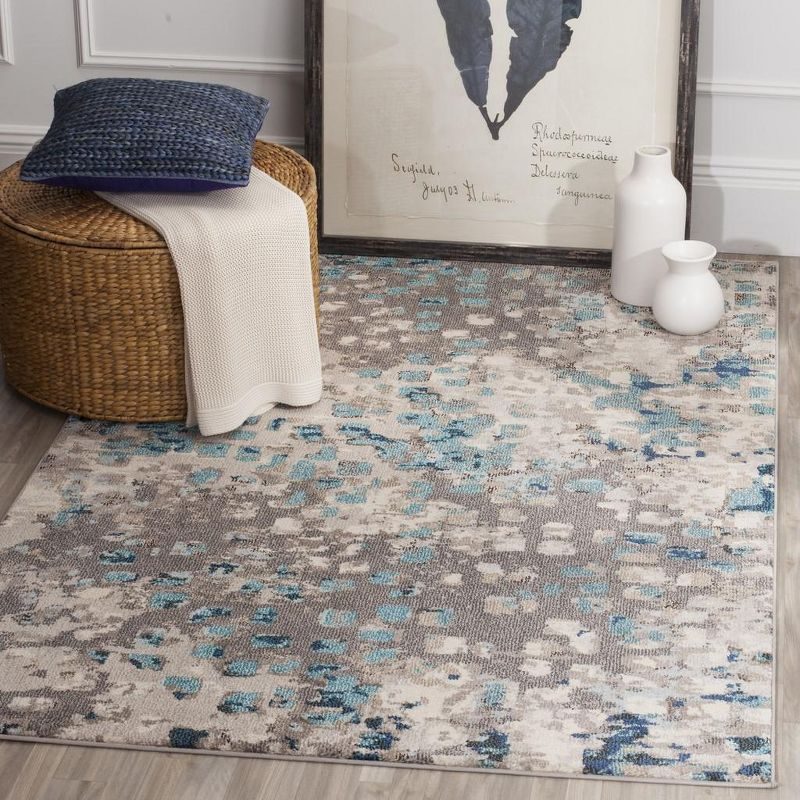 Monaco MNC225 Power Loomed Indoor Accent Rug - Grey/Light Blue - 4'x5'7" - Safavieh