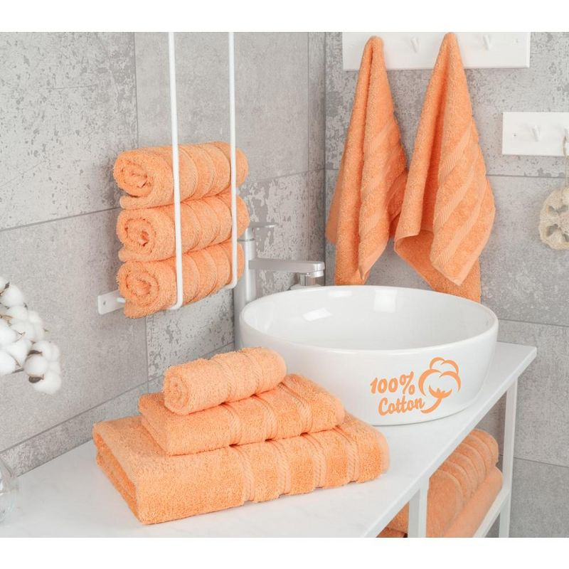 American Soft Linen 6 Piece Towel Set, 100% Cotton Bath Towels for Bathroom, Malibu Peach