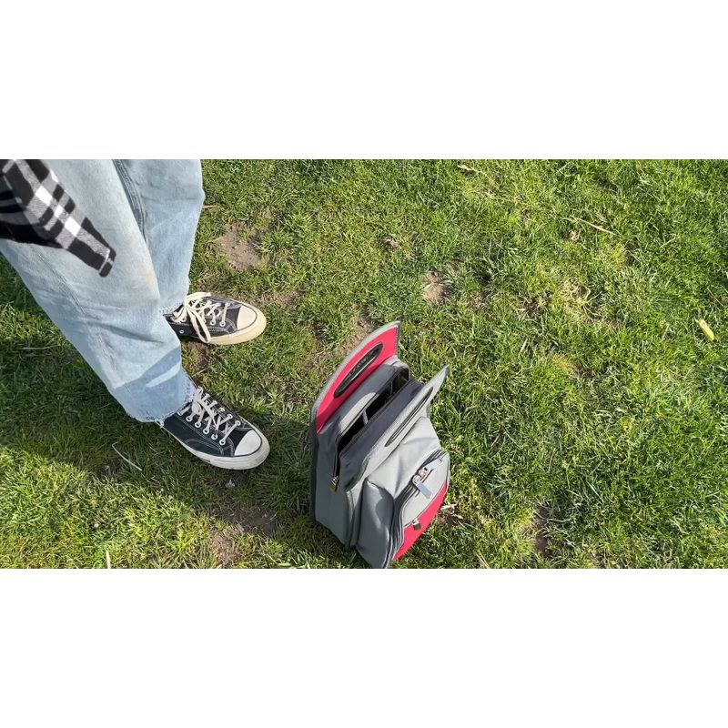Lexi Home 7-Piece Grey Red Insulated Bottle Carrier Picnic Tote Set