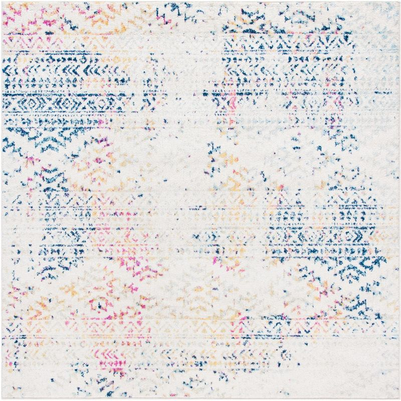 Tulum TUL272 Power Loomed Area Rug - Ivory/Blue - 5'x5' - Safavieh.