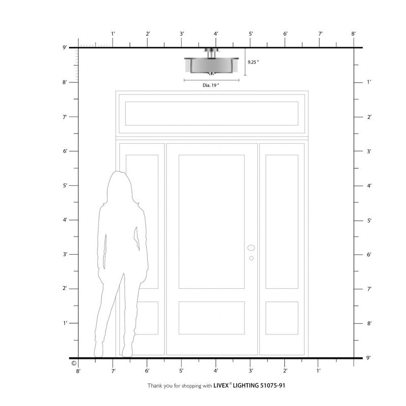 Livex Lighting Wesley 4 - Light Semi-Flush Mount in  Brushed Nickel