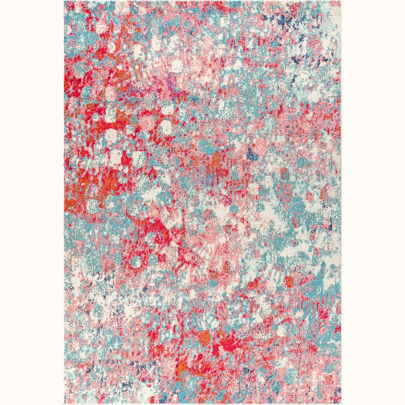 5'x8' Contemporary POP Modern Abstract Area Rug, Blue/Red - JONATHAN Y
