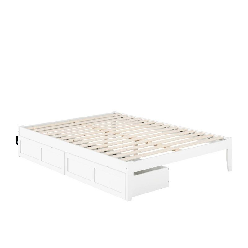 Queen Colorado Bed with USB Turbo Charger and 2 XL Drawers White - AFI: Mid-Century Modern, No Box Spring Needed