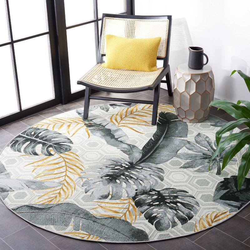 Barbados BAR524 Power Loomed Indoor/Outdoor Area Rug - Gray/Gold - 8' round - Safavieh.
