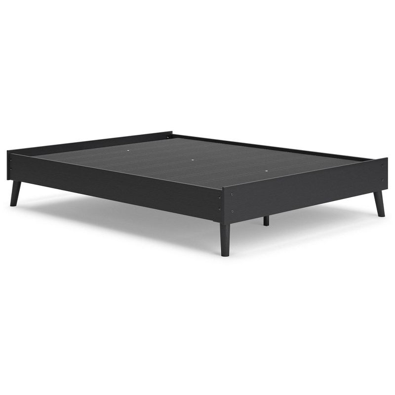 Queen Charlang Platform Bed Black/Gray - Signature Design by Ashley: Matte Finish, No Box Spring Needed