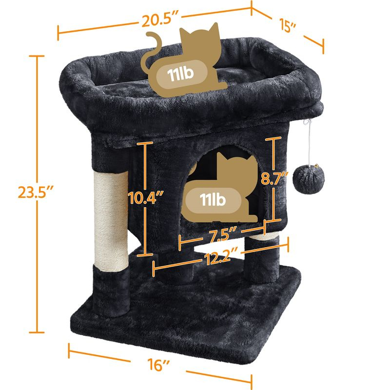 Yaheetech 23.5" Small Cat Tree Condo with Plush Perch - Black