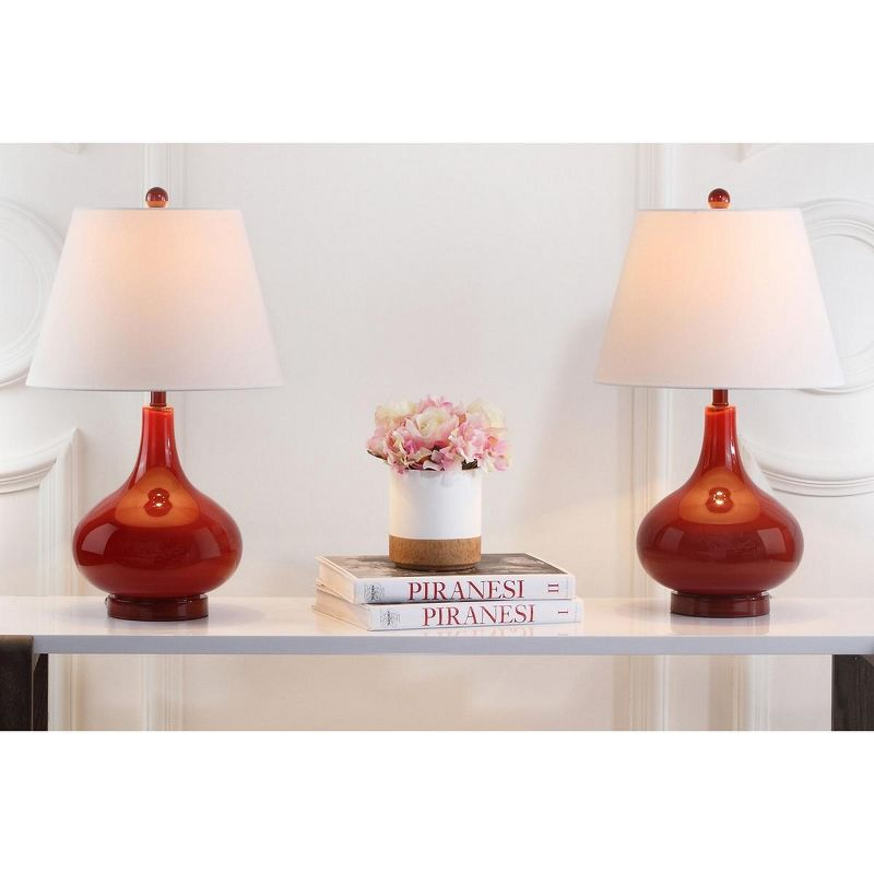 Amy Gourd Table Lamp (Set of 2) - 24 Inch Height - LIT4087 - Red - Safavieh