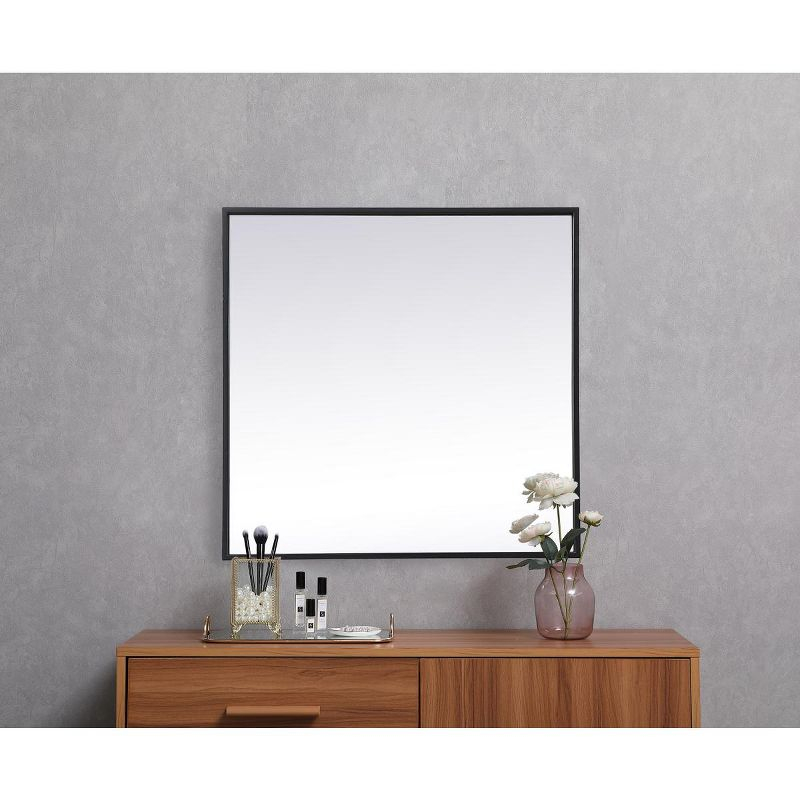 Elegant Lighting Metal Frame Square Mirror 24 inch in Black