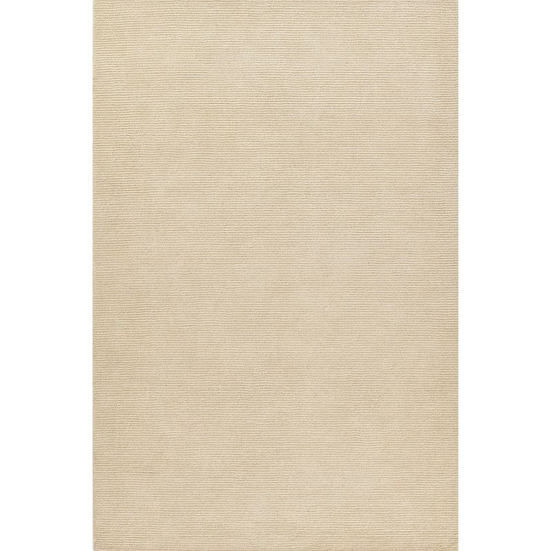 Momeni 2'x4' Everett Beverly Handtufted Area Rug Ivory: Wool, Geometric Abstract Pattern, Low Pile, Indoor Use