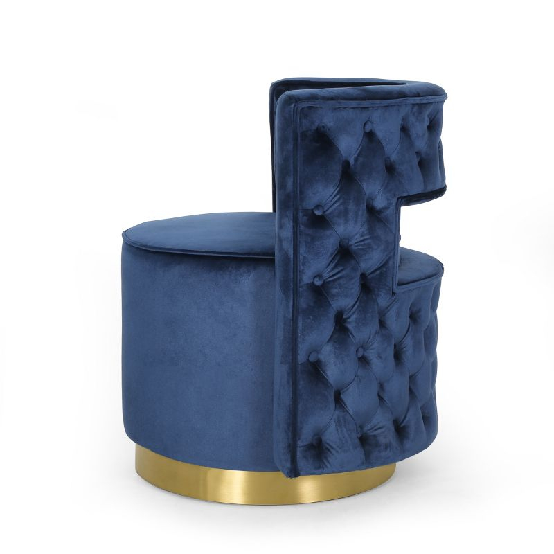 GDFStudio Freas Modern Open Back Velvet Swivel Club Chair, Cobalt