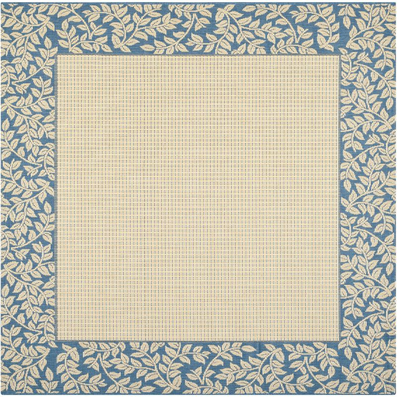 Courtyard CY0727 UV & Stain Resistant Non-Shedding Power Loomed Indoor/Outdoor Area Rug - Natural/Blue - 6'7"x6'7" - Safavieh
