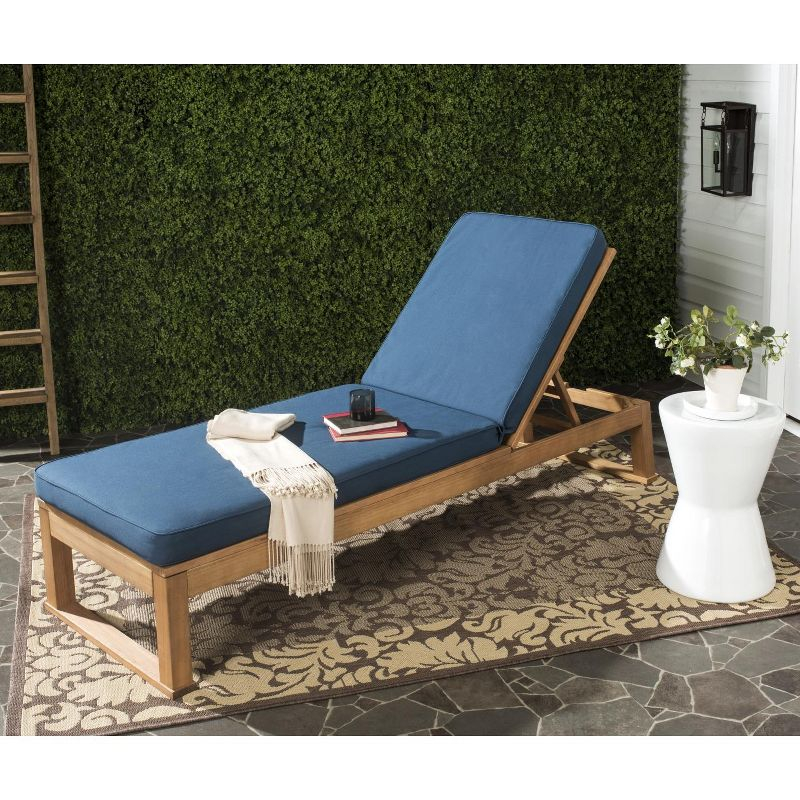 Solano Sunlounger - Outdoor - PAT7024 - Natural/Navy -Safavieh