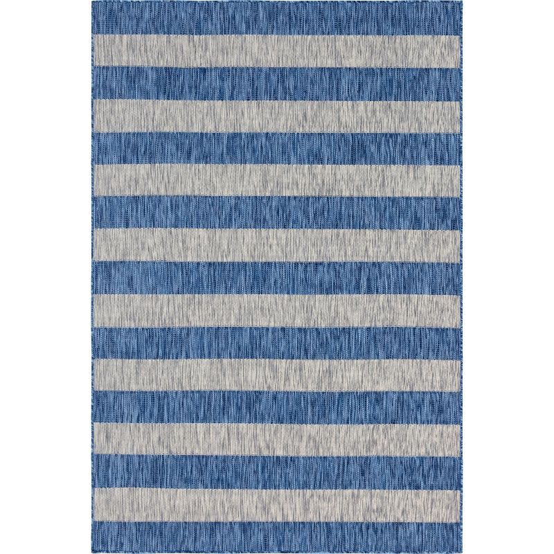 Unique Loom 6' 1 x 9' 0 Rectangle Indoor/Outdoor Striped Blue Area Rug