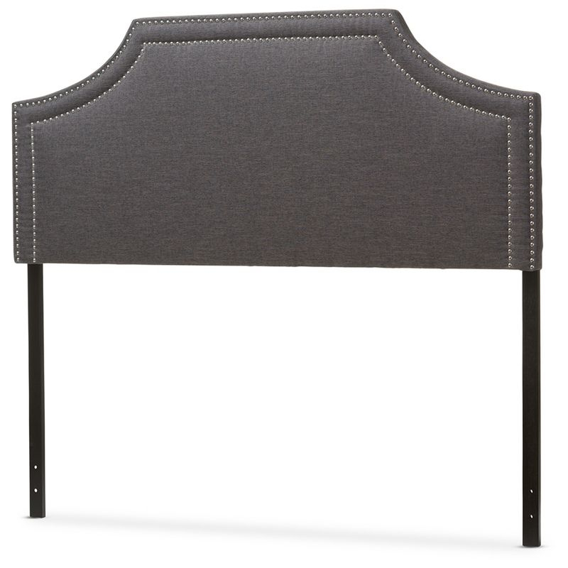 Queen Avignon Modern Fabric Upholstered Headboard Dark Gray - Baxton Studio: Chic Metallic Trim, Rubberwood Frame, Adjustable Height