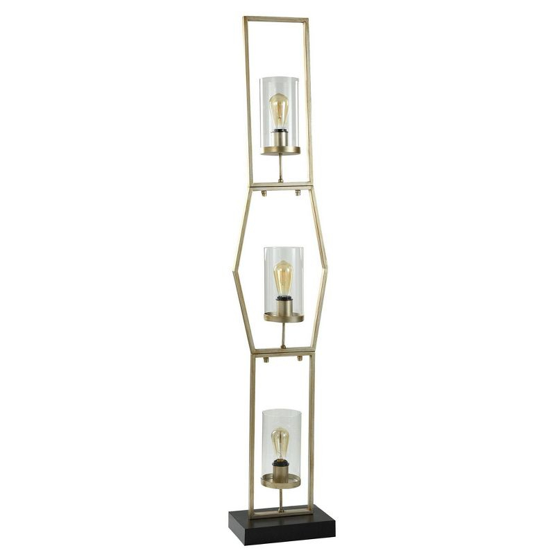 3-Tier Laslo Steel Glass Shade Floor Lamp - StyleCraft: Seeded Glass, Adjustable Head Tilt, UL Listed