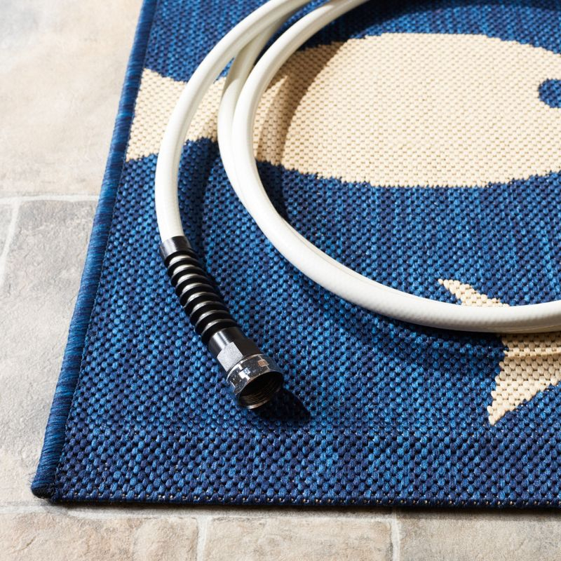 Courtyard CY6012 Power Loomed Indoor/Outdoor Area Rug - Navy/Beige - 5'3"x5'3" - Safavieh.