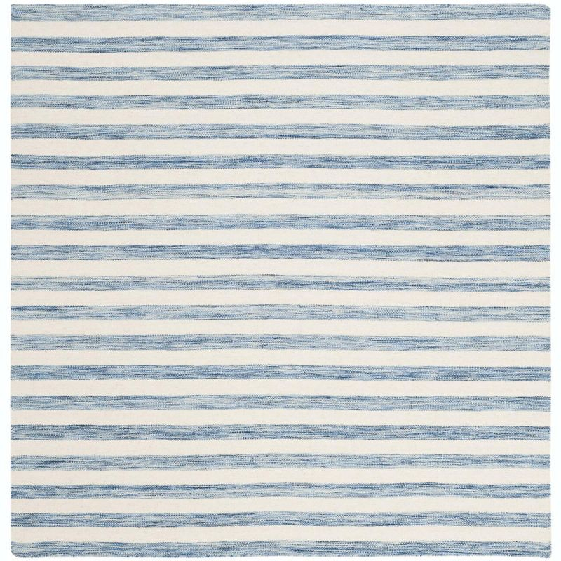 Dhurries DHU575 Hand Woven Flat Weave Area Rug Blue / Ivory 6' X 6'  - Safavieh.